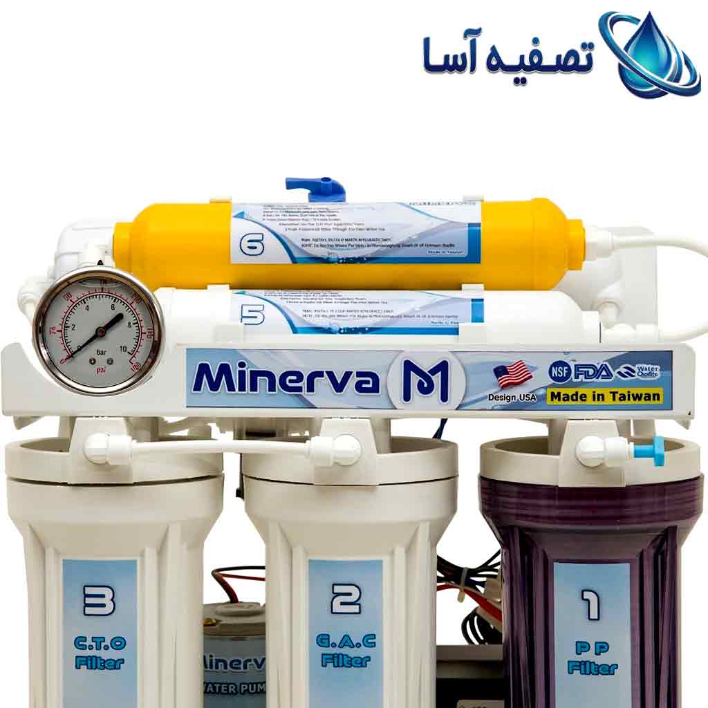 قیمت دستگاه تصفیه آب تایوانی اصل 6 مرحلهای معدنی ساز مینروا Minerva Ro6_50G