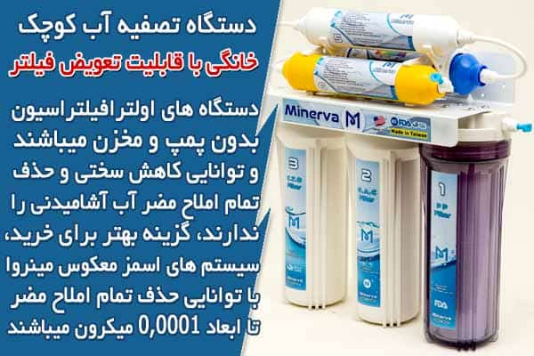 دستگاه تصفیه آب کوچک خانگی با قابلیت تعویض فیلتر