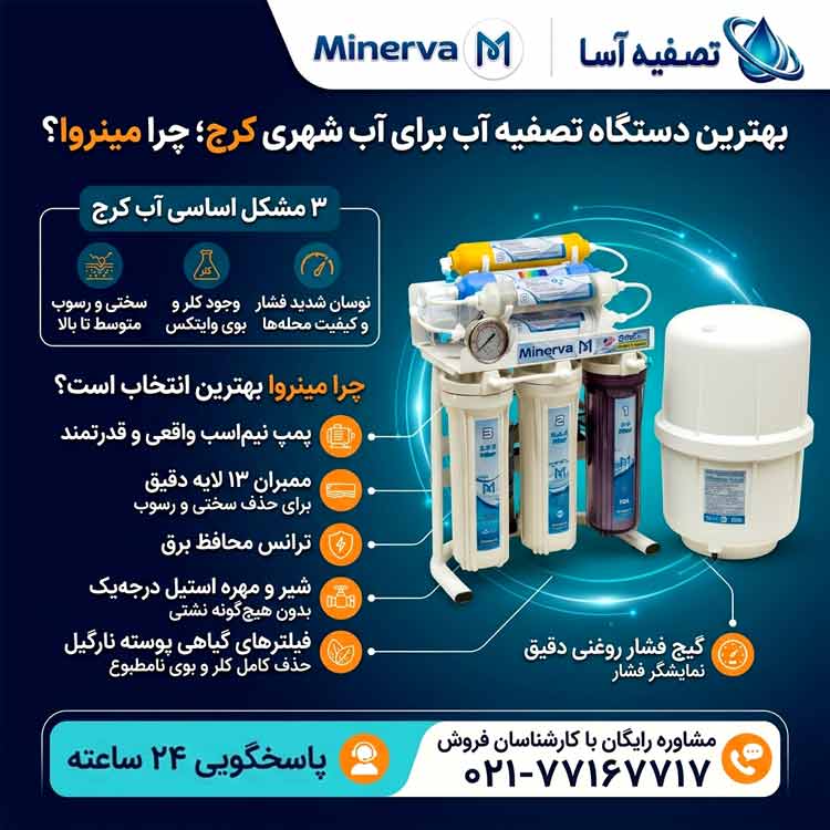 بهترین دستگاه تصفیه آب برای آب شهری کرج؛ چرا مینروا؟
