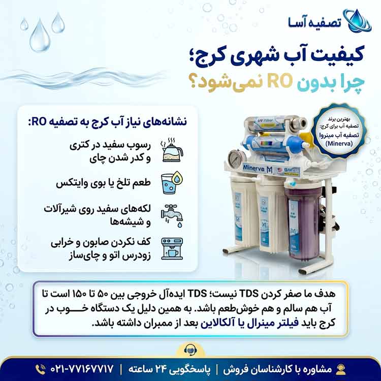 کیفیت آب شهری کرج؛ چرا بدون RO نمیشود؟